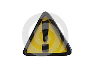 Yellow TriangleÂ Warning 3d Sign with Exclamation Mark